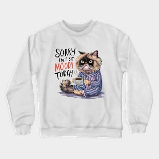 cool illustration of a Persian cat Exotic Shorthair drinking coffee Crewneck Sweatshirt